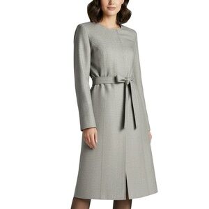 Calvin Klein Women's Grey Tie-Waist Mid-Length Suit Separate Jacket Size 12